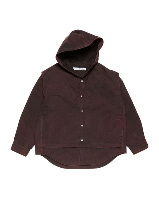 Acne Brown Layered Hooded Jacket for men
