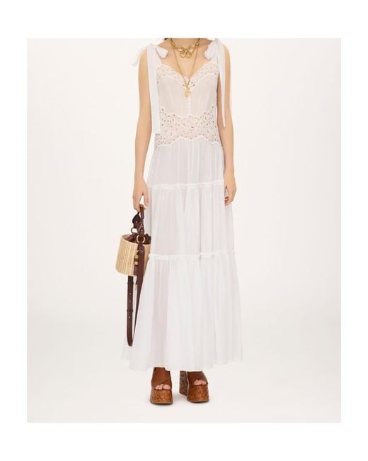 Chloé White Tiered Long Dress