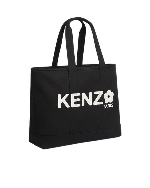 KENZO Black Utility Logo Printed Large Tote Bag for men