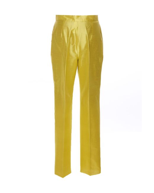 Max Mara Yellow Studio High Waisted Straight Leg Trousers