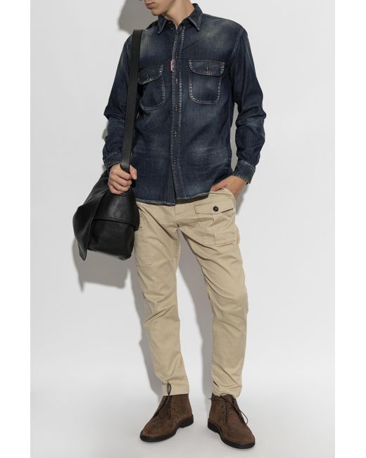 DSquared² Blue Long-Sleeved Shirt for men
