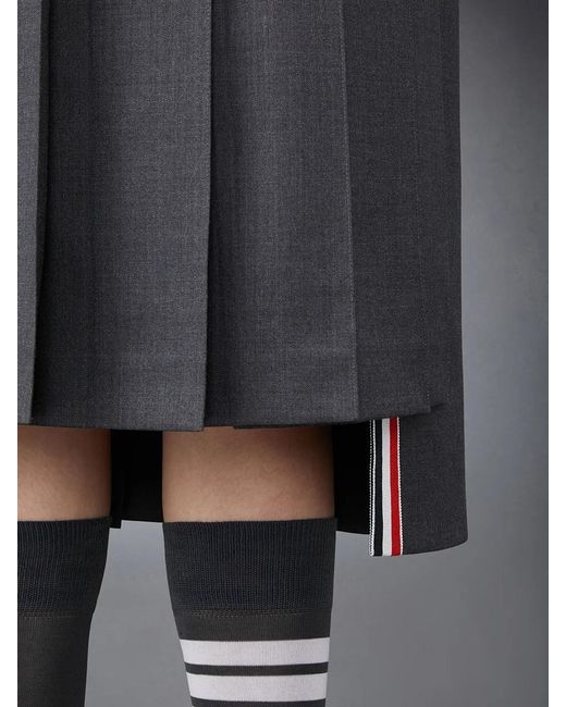Thom Browne Black High-Waist Pleated Midi Skirt