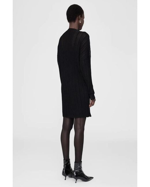 Anine Bing Black Clare Sheer Mini Dress