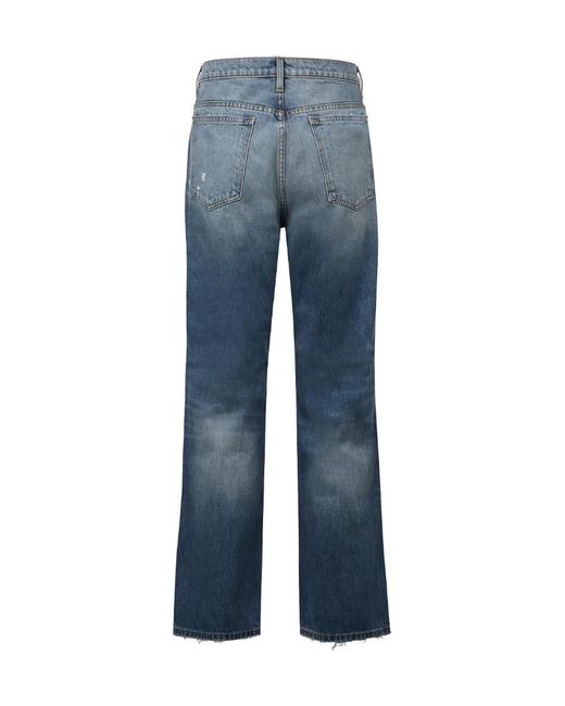 FRAME Blue Distressed Detailed Flared Jeans for men