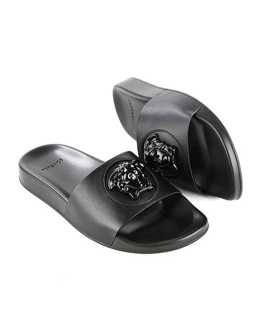 Versace Black Flat Sandals