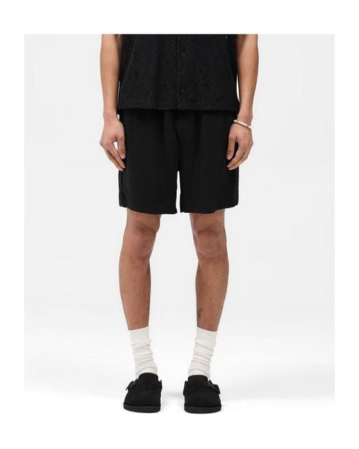Represent Black Knitted Panel Shorts for men