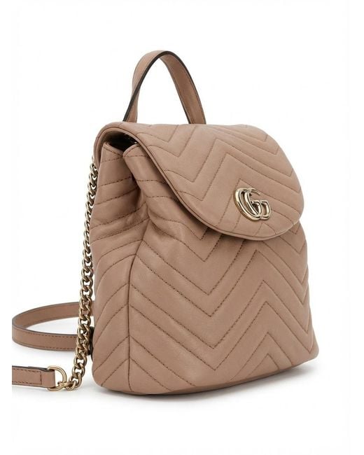 Gucci Brown Gg Marmont Quilted Mini Backpack