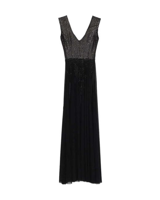 Norma Kamali Black Sequin-Embellished V-Neck Maxi Dress