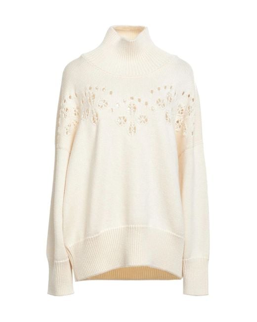 Chloé White Solid Turtleneck Sweater
