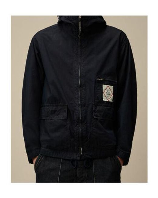 C P Company Black Hooded Utility Jacket for men