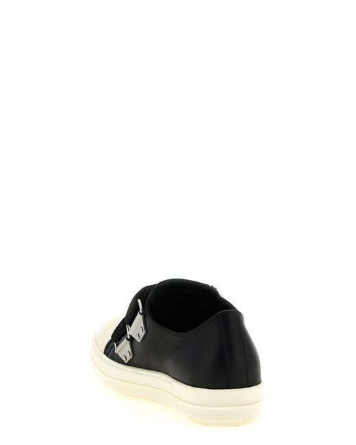 Rick Owens Black Double Strap Low-Top Sneakers for men