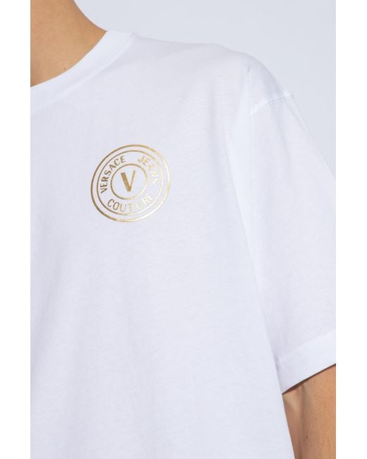 Versace Jeans White Couture V-Emblem Crewneck T-Shirt for men