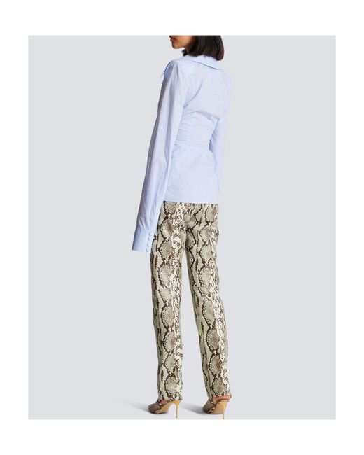 Balmain Blue Poplin Knotted Shirt