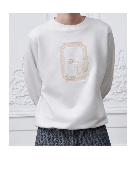 Dior White Long-Sleeved Sweatshirt for men