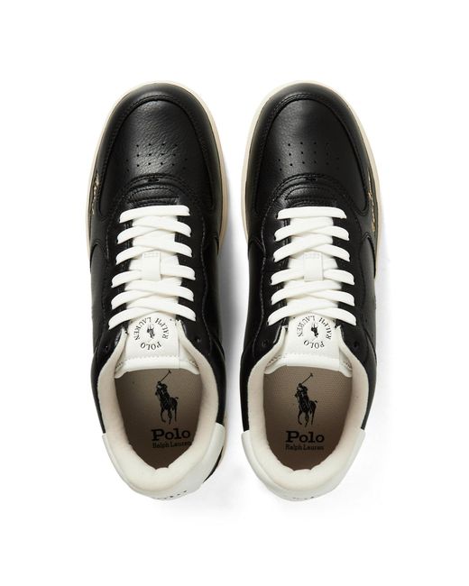 Polo Ralph Lauren Black Solid Color Court Trainers for men
