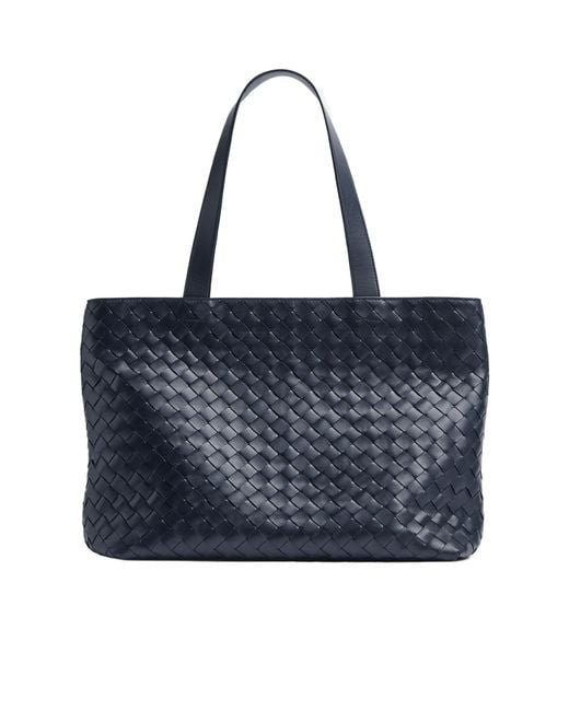 Bottega Veneta Blue Small Intrecciato Zipped Tote for men