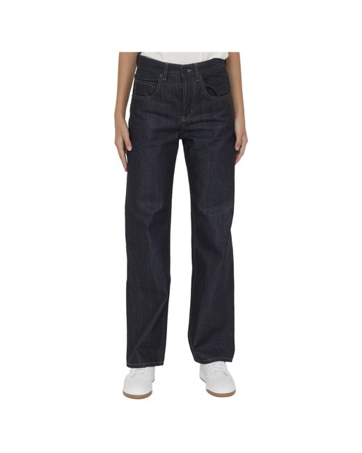 Saint Laurent Blue High-Rise Straight Leg Jeans