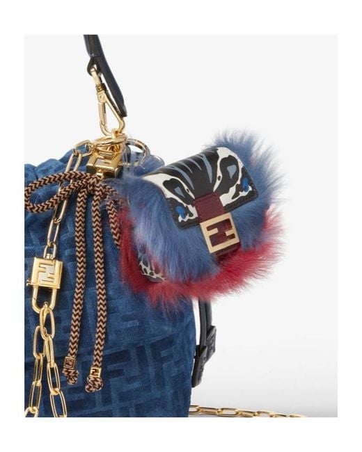 Fendi Blue Nano Baguette Leather Bag Charm