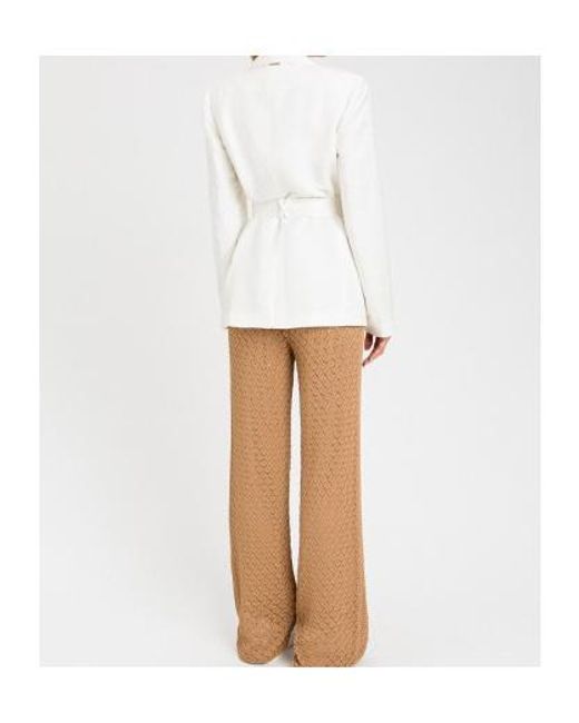 Twinset White Pointelle-Knit Wide-Leg Trousers