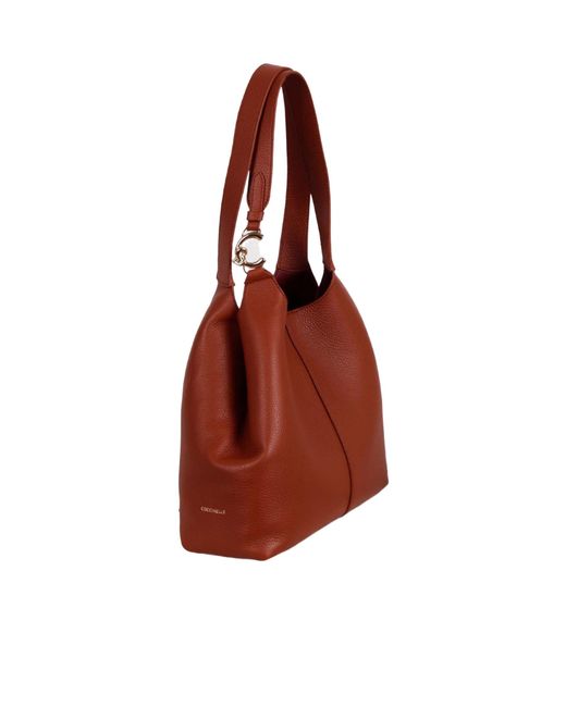 Coccinelle Red C-Easy Logo Plaque Shoulder Bag