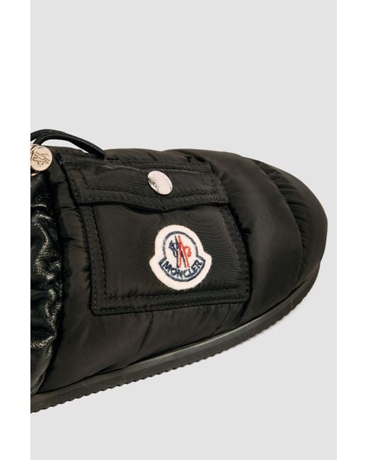 Moncler Black Logo Patch Padded Slippers