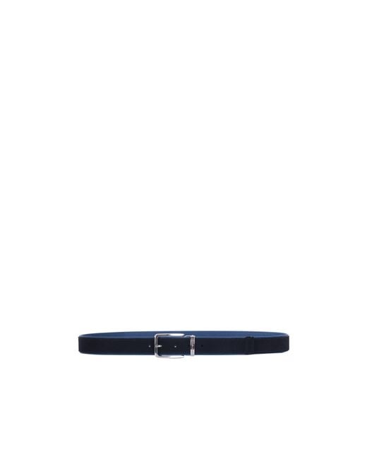 Emporio Armani Blue Logo Engraved Buckled Belt for men
