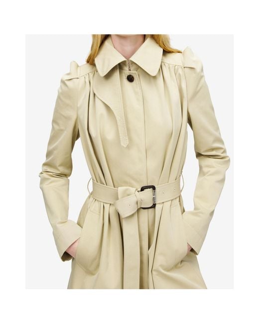 McQueen Natural Pleated Belted Trench Coat