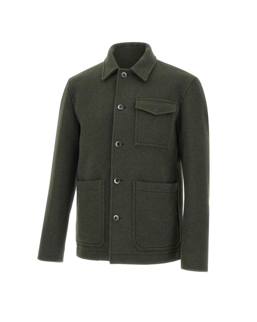 Herno Green Buttoned Field Jacket for men