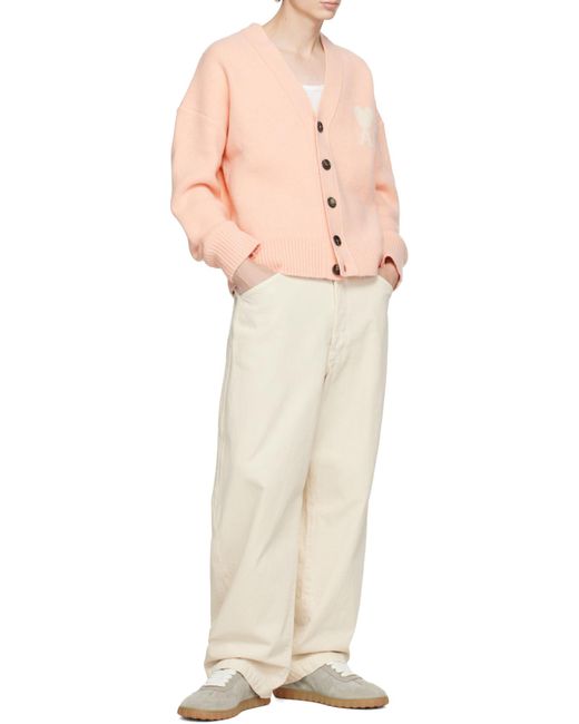 AMI Pink Ami Ami De Coeur Cardigan Cardigan for men