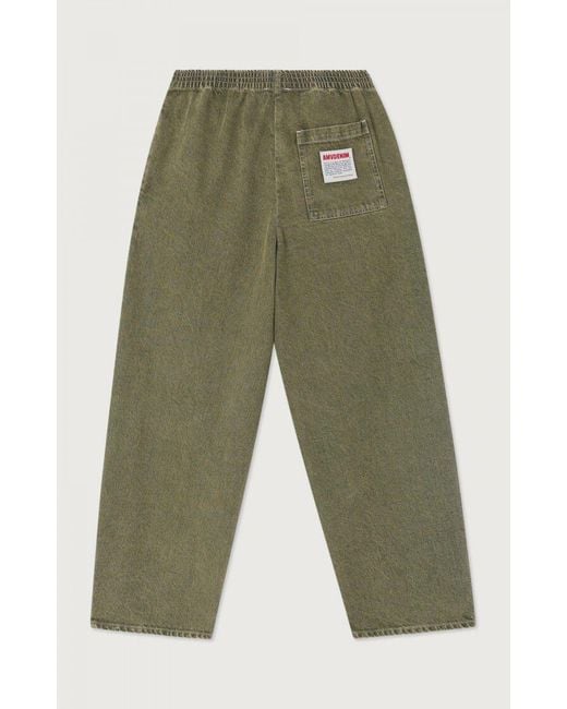 American Vintage Green Elastic-Waist Casual Trousers