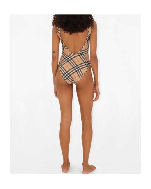 Burberry Multicolor Check Pattern One-Piece Swimsuit