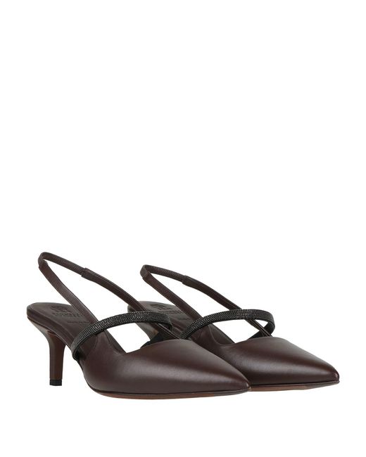 Brunello Cucinelli Brown Pointed-Toe High-Heeled Sandals