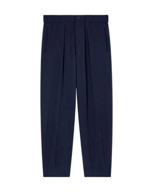 Giorgio Armani Blue Pleat Detailed Trousers for men