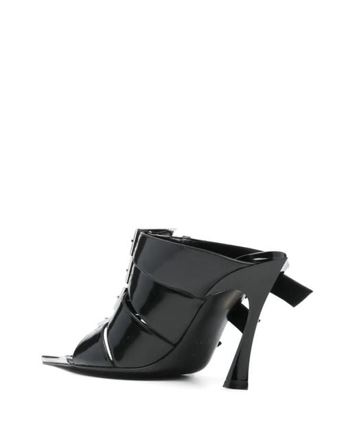 Mugler Black 100Mm Buckle-Detailed Mules