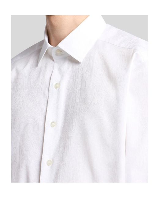 Etro White Jacquard Button-Up Shirt for men