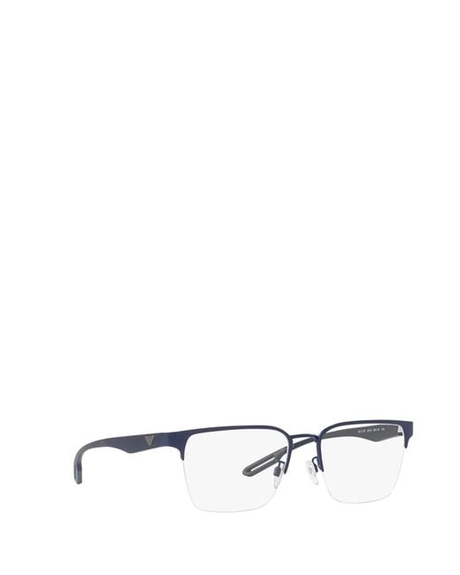 Emporio Armani White Rectangular Frame Glasses for men