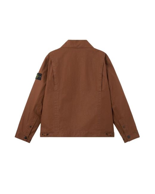 Stone Island Brown Contrast Snap Button Jacket With Multiple Pockets for men