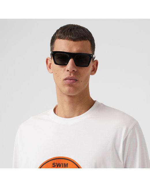 Burberry White Shark-Print T-Shirt for men