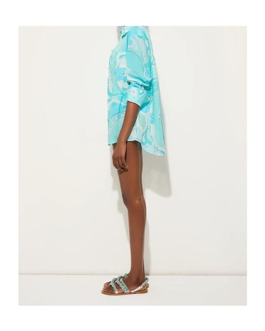 Emilio Pucci Blue Orchidee-Print Cotton Shirt