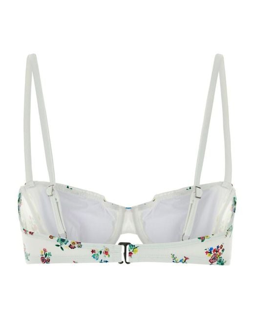 Tory Burch White All-Over Paisley Print Stretch Bikini Top