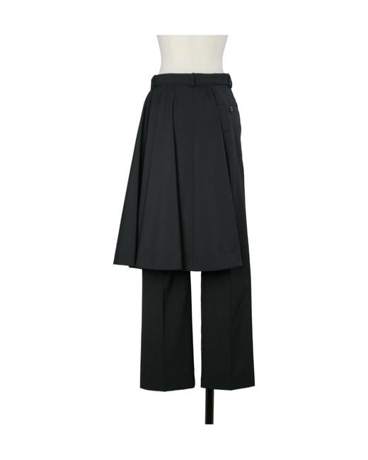 Sacai Black Belted Pleated-Overlay Trousers