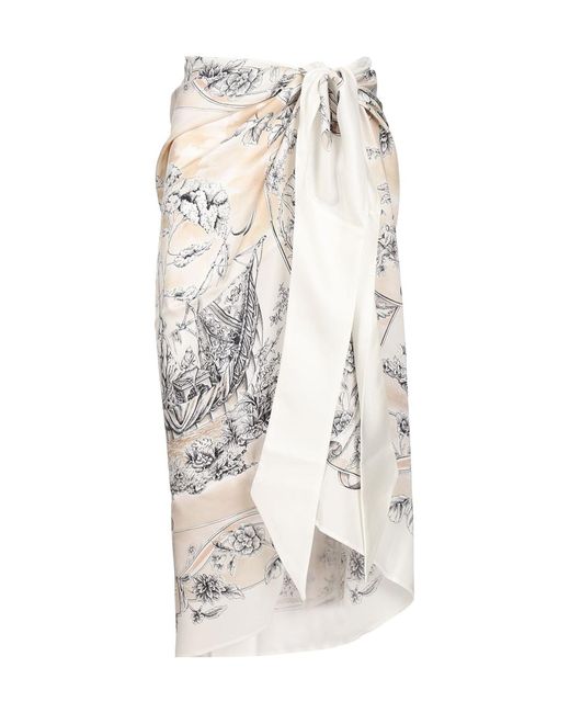 Ferragamo White Ferragamo Viaggio Printed Pareo Skirt