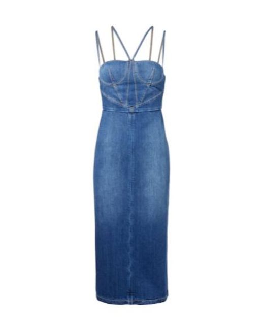 Nensi Dojaka Blue Denim Corset Dress