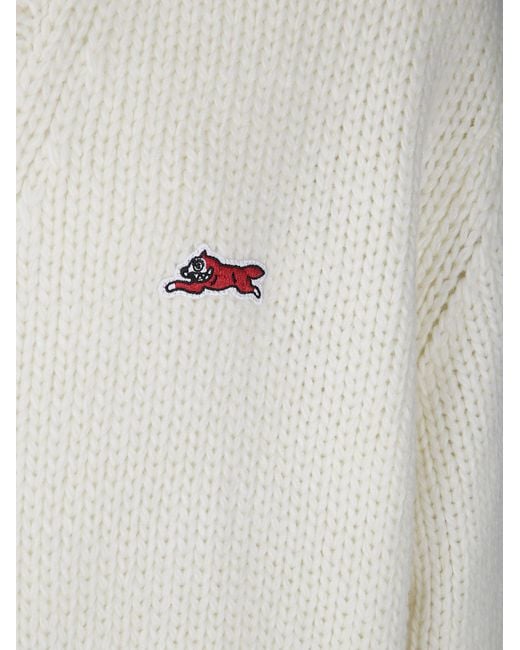 ICECREAM White College Logo Knitted Cardigan for men