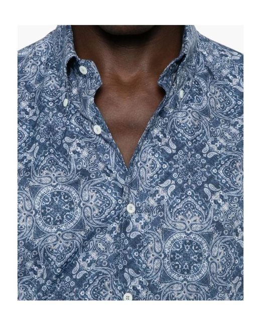 Brunello Cucinelli Blue Paisley-Print Shirt