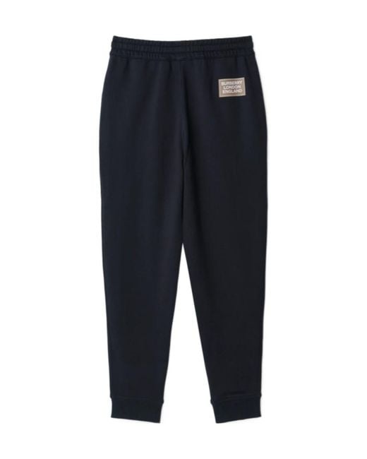 Burberry Blue Logo Pleated Sweatpants