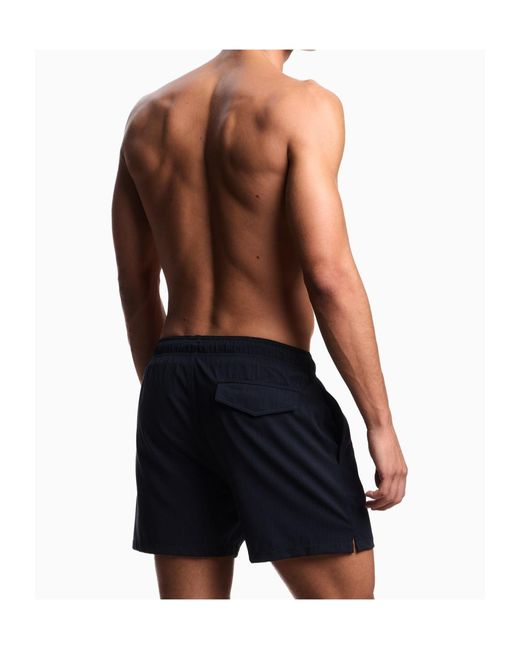 Emporio Armani Blue Drawstring Label Shorts for men