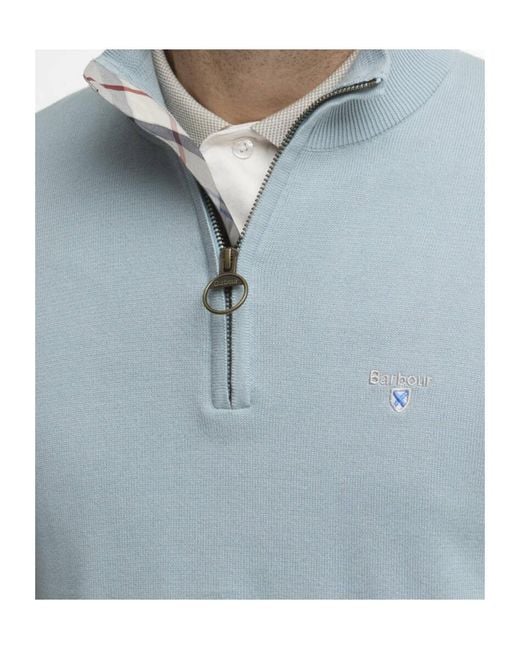 Barbour Blue Half-Zip Knit Sweater for men