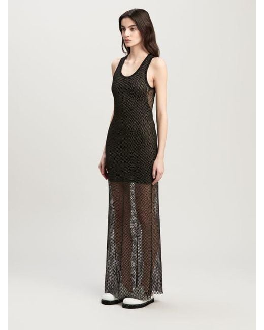 Palm Angels Gray Double Layer Mesh Dress