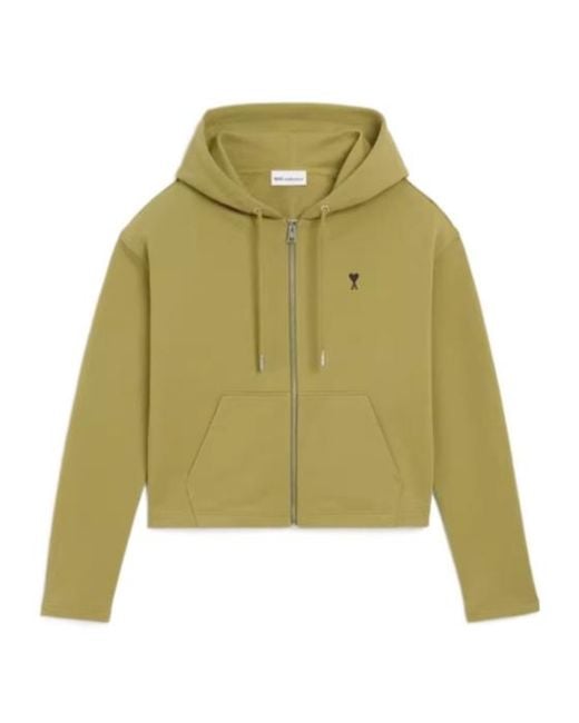Ami Paris Women's Green Ami Logo Zip-Up Hoodie